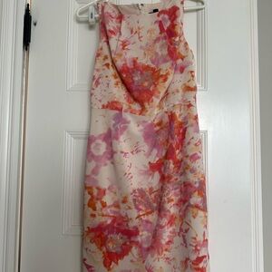 Ann Taylor Pink and Red Halter Sheath Dress